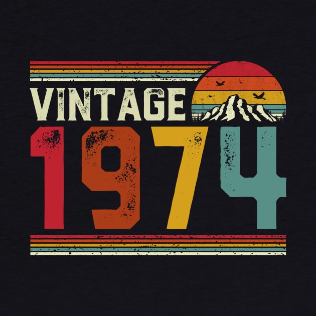 Vintage 1974 Birthday Gift Retro Style by Foatui